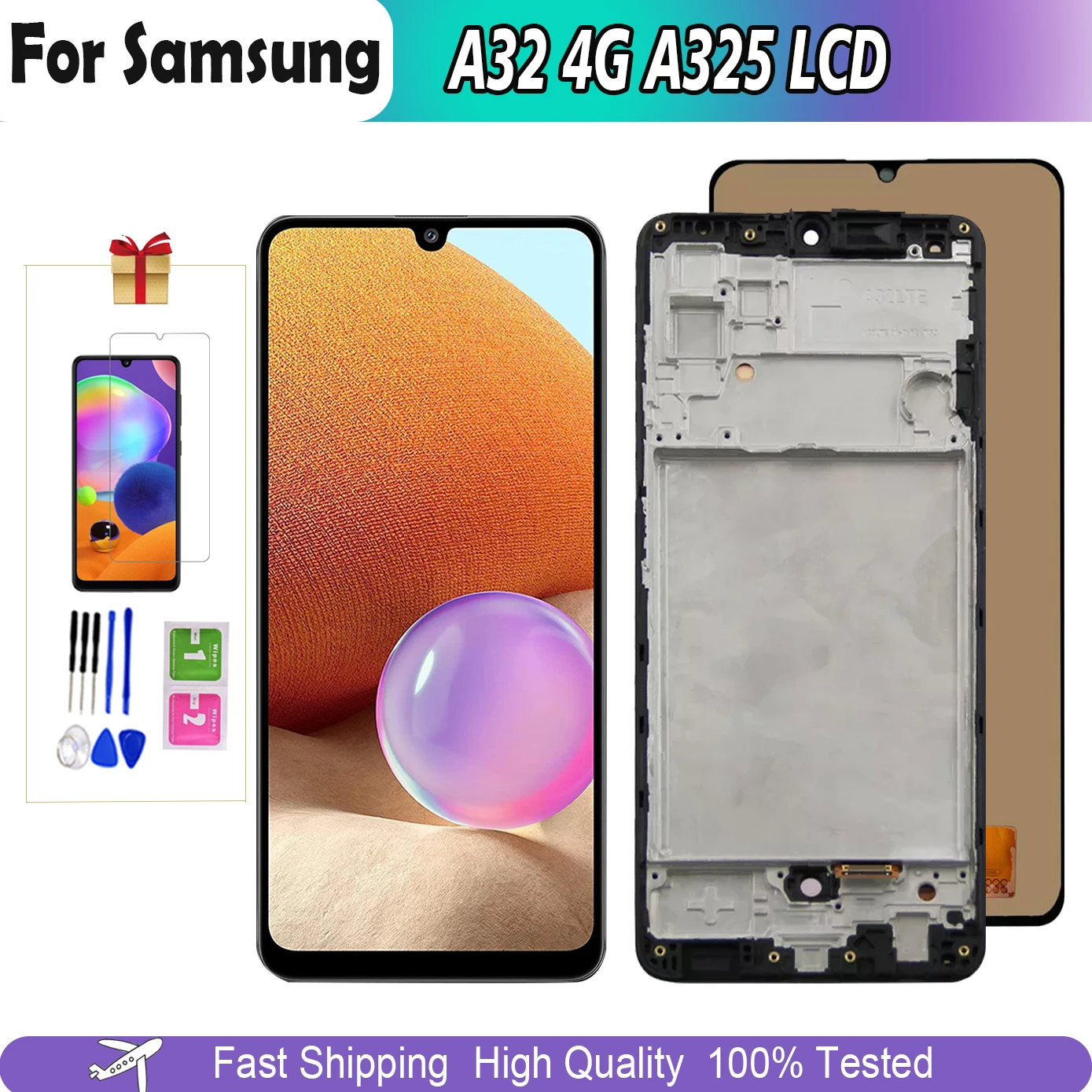 

6,4 ''Super AMOLED для Samsung Galaxy A32 4G LCD для Samsung A325 A325F SM-A325F/DS ЖК-дисплей сенсорный экран A325 рамка ЖК-дисплей Digi