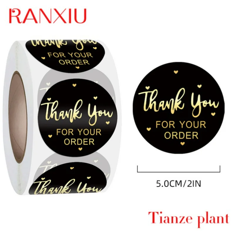 Custom Custom Round Waterproof PVC Gold Foil Sealing Envelope Decoration THANK YOU Label Stickers For Gifts Packing