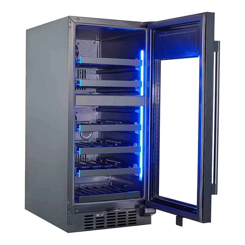 Vinopro 88L 32 Bottles Dual Zone Compressor Wine Cooler Black Door Control On-Door Wine Cellar Fridge