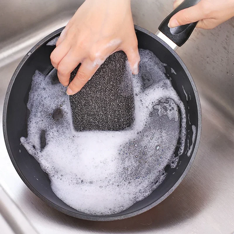 12Pcs Kitchen Cleaning Sponge Durable Stainless Steel Wire Useful Things For Kitchen Cleaning And Decontamination 5
