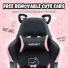 Cute Gaming Chair with Cat Paw Lumbar Cushion and Cat Ears, Ergonomic Computer Chair with Footrest, Reclining PC Game Chair for 6