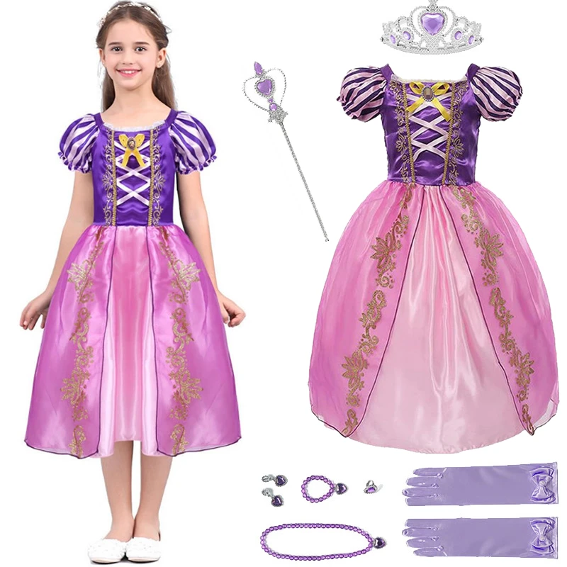 mentiroso Afilar Faceta Vestido de princesa Rapunzel para niña, traje de fiesta de Cosplay,  conjunto de juegos de rol para niño, regalo de cumpleaños y Navidad| | -  AliExpress