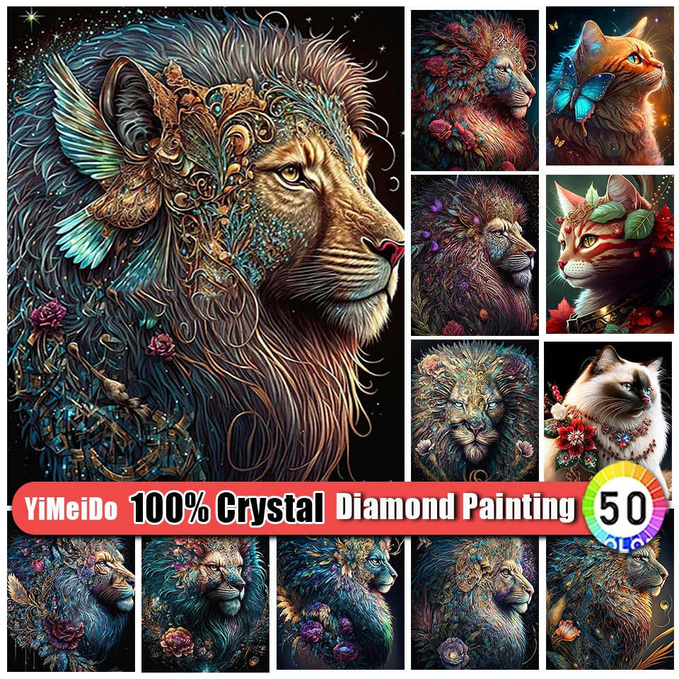 YiMeiDo100Crystal5DDIYDiamondPaintingLioncatKitDiamond
