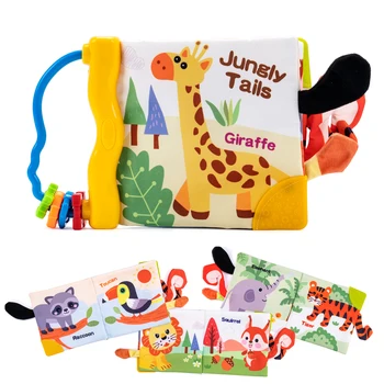 Baby Soft Cloth Book 3D Animal Touch Feel High Contrast Cloth Book,Early Development Interactive Stroller Soft Sensory Toys 6