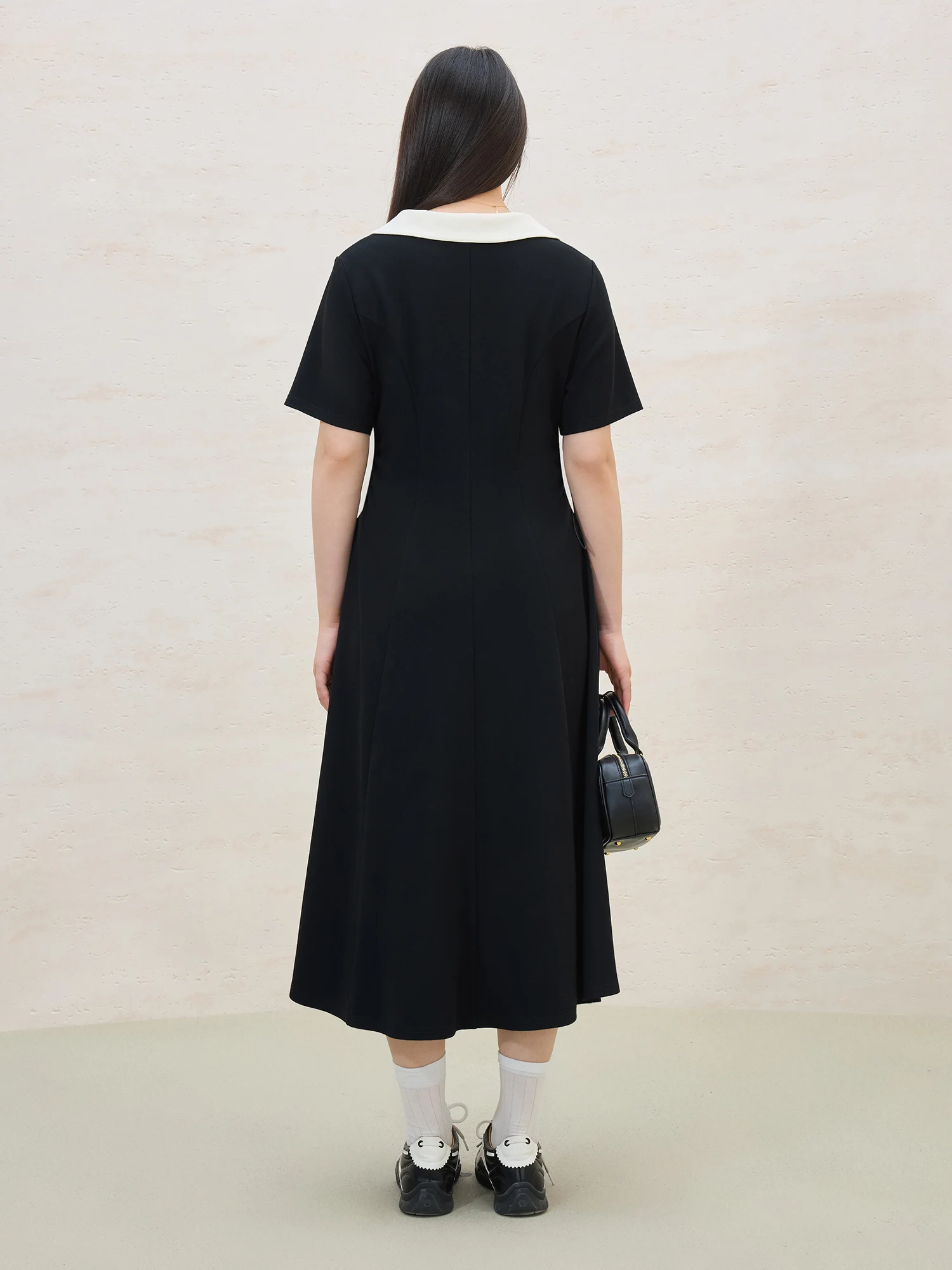 DUSHU 2025 Summer Plus Size Women’s Color Block Collar Adjustable Waist Dress – Slimming Black Casual Polo-Inspired Maxi Outfit DUSHU 2025 Summer Plus Size Women’s Color Block Collar Adjustable Waist Dress – Slimming Black Casual Polo-Inspired Maxi Outfit