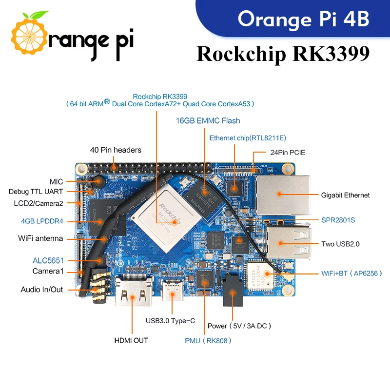   ̱  ǻ, EMMC NPU   , ȵ̵ 8.1 ,  18.04  OS, 4GB RAM, RK3399, 16GB, 4B
