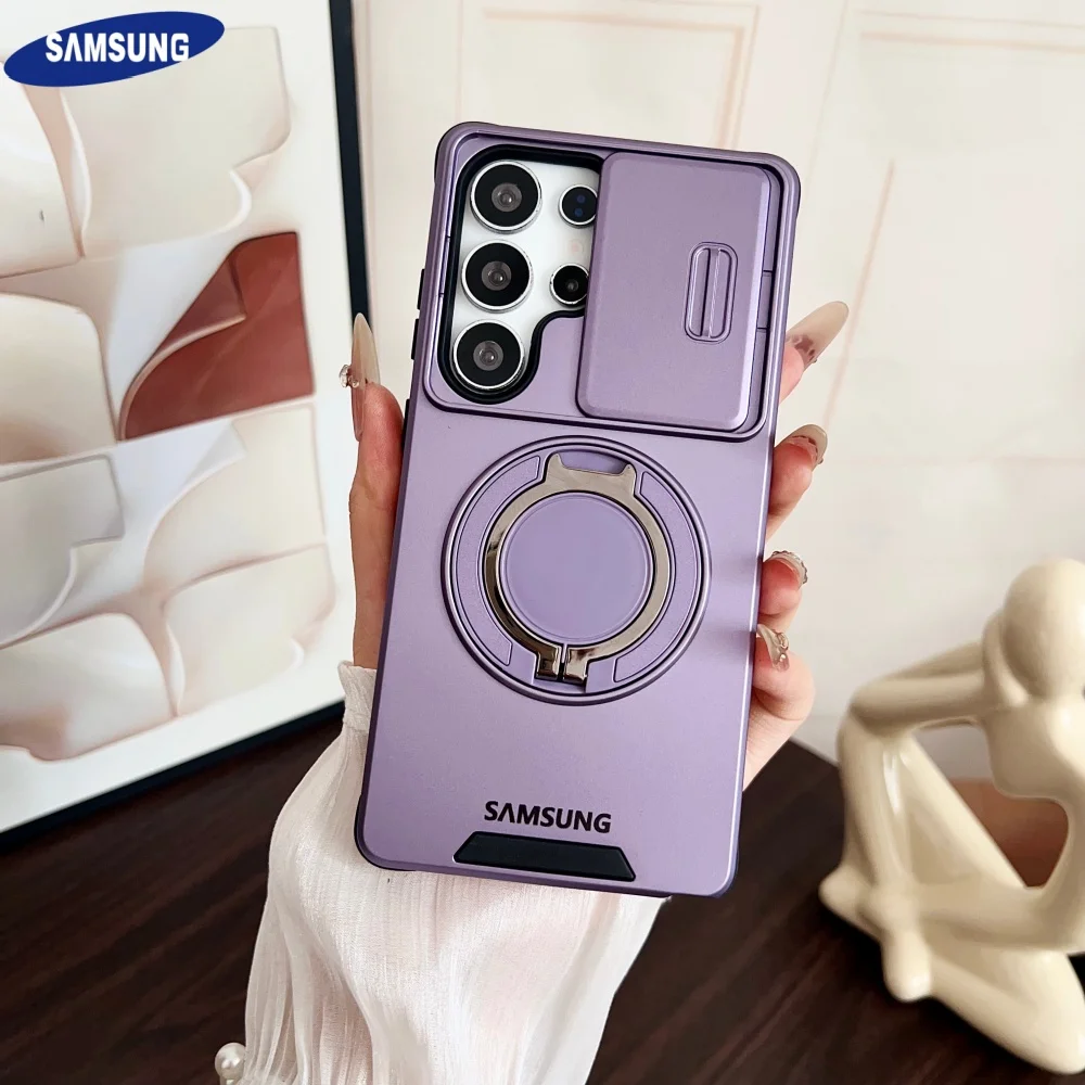 Slide Camera Protection Magnetic Kickstand Case Samsung S26 S25 Edge S24 S23 Plus S21 S22 Ultra FE A56 A36 A26 A16 5G A35 Cover