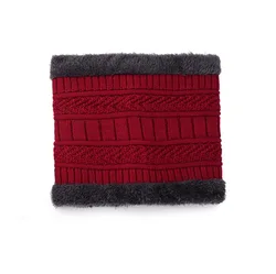 Unisex Thick Knitted Winter Hat & Wool Neck Scarf Set - One Size (Red scarf)