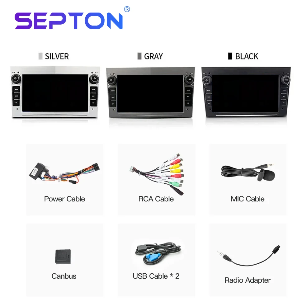 SEPTON Android Car Radio Universal for Opel Astra H J 2004 Vectra Vauxhall Antara Zafira Corsa C D Vivaro Meriva Veda CarPlay