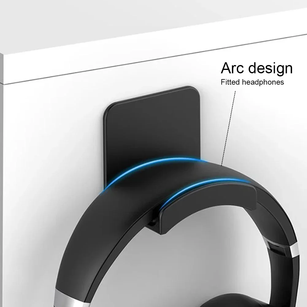 Universal Headphone Stand Adhensive Plastic Wall Mount Hanger Under Desk Headset Rack Holder Support for Gaming Earphone Bracket