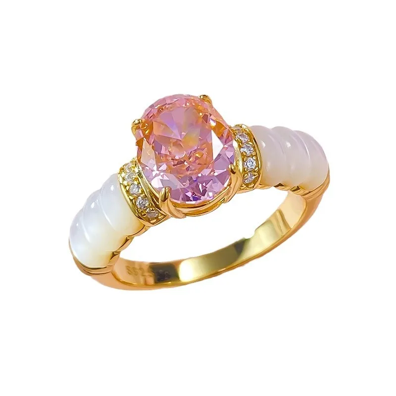 

Серебряное кольцо S925 с белой фритиллярией, инкрустированное 7*9, Papalacha, высокоуглеродистое кольцо с бриллиантом и ледяным цветком