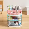 Practical Multi-Functional Desk Organizer Pen Holder Double Layers Rotating Pencils Storage Rack Student Cosmetics Storage Shelf 3