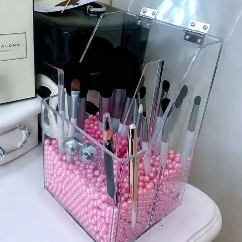 Dustproof Plastic Makeup Brushes Storage Box 500g Beads Optional Transparent Cosmetic Brush Organizer Beauty Eyebrow Pencil Case 2
