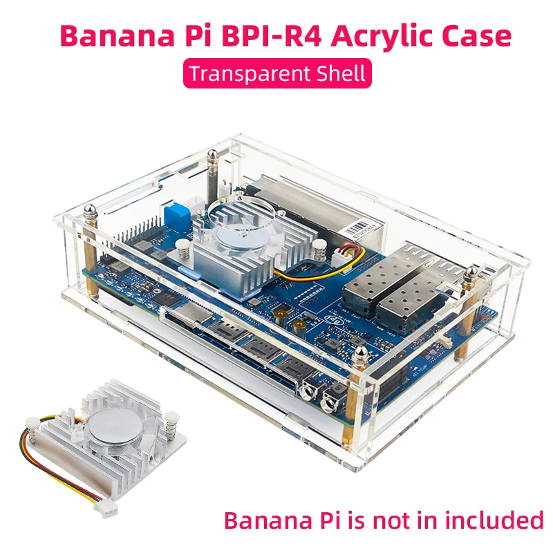 Acrílico para Banana pi Bpi-r4 Shell Transparente Opcional Pwn Ventilador do Radiador Refrigerador Passivo Ativo 12v 5a Fonte de Alimentação Case