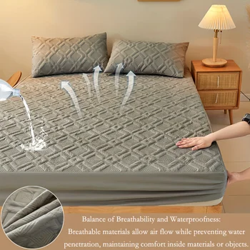Protège-Matelas Matelassé Épais Imperméable, Antidérapant, Anti-Poussière, Drap-Juste de Lit, 1 Pièce 1