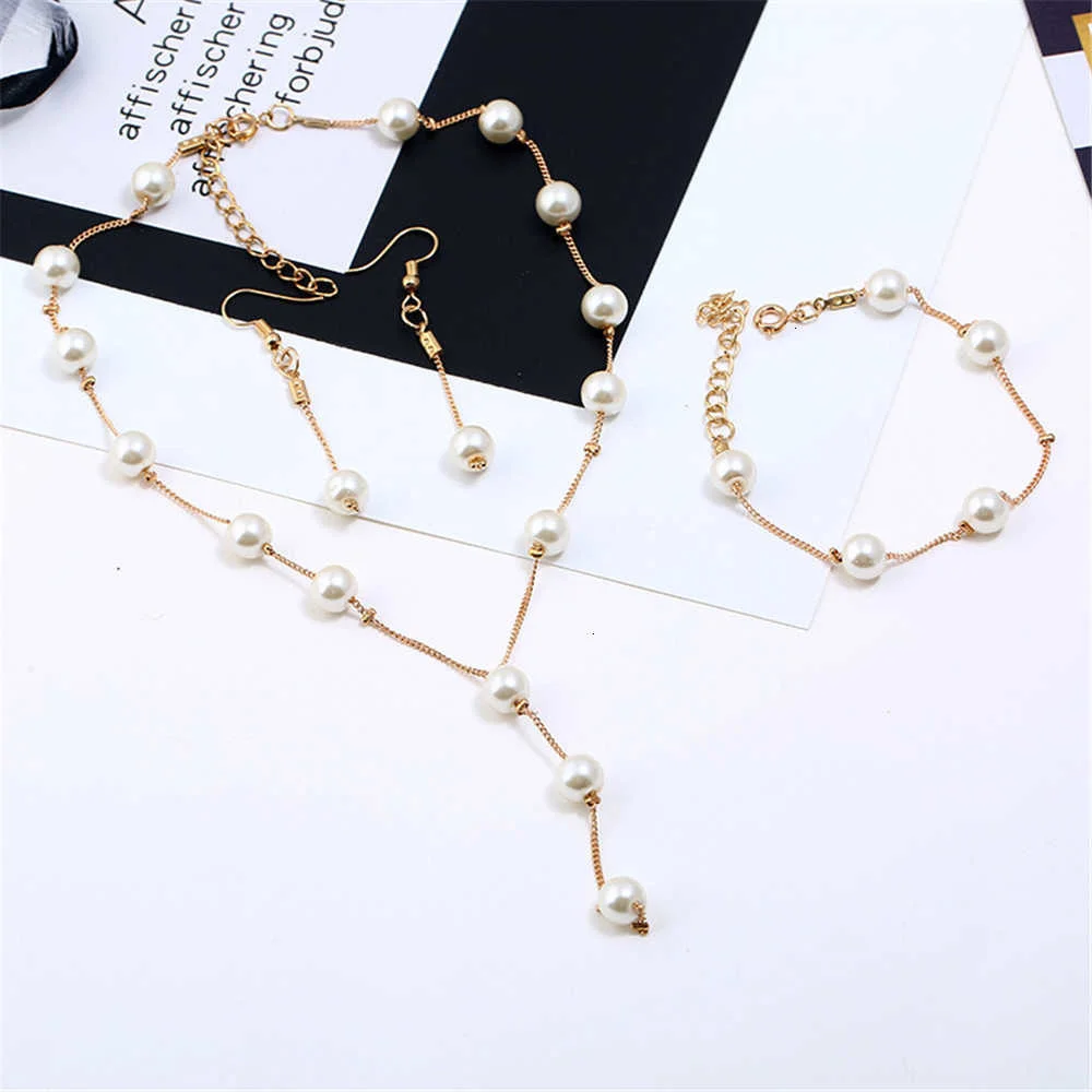 Vintage Schmucksets mit simulierten Perlen für Damen, modisches Blumen-Statement-Halsketten- und Ohrring-Set, Accessoires für Hochzeiten und Partys – Detail 21