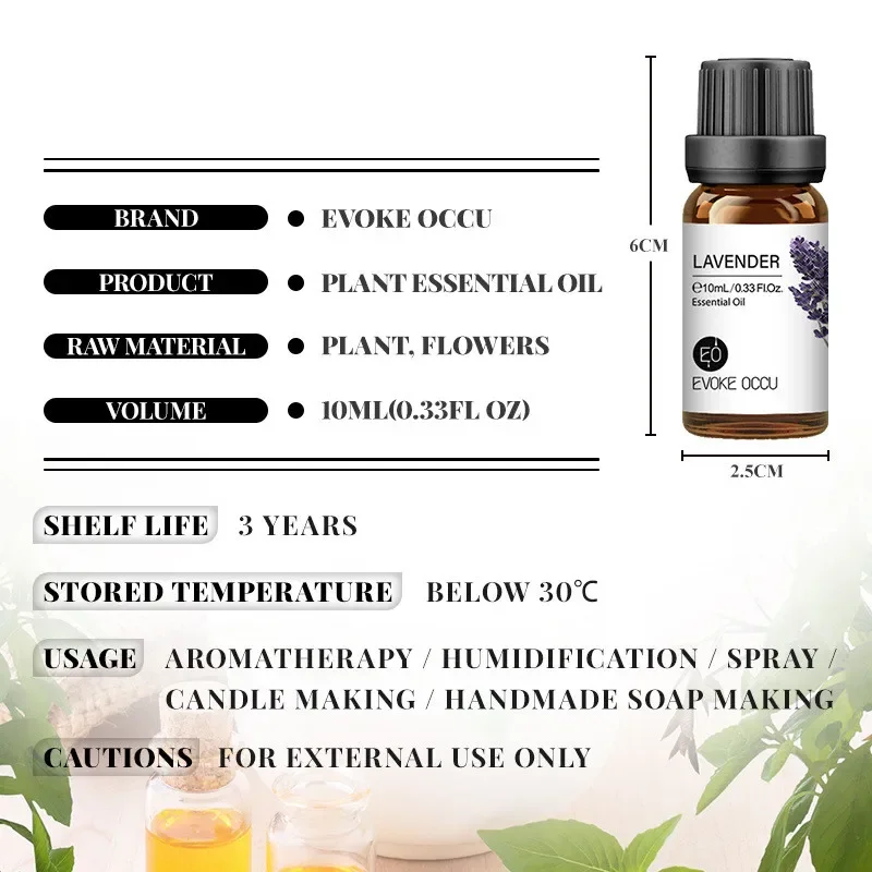 10ml Essential Oil Organic Plant 34 FLAVOR for Diffuser Humidifier Massage Sleep Bath Soap SPA DIY Scented Candle Perfume