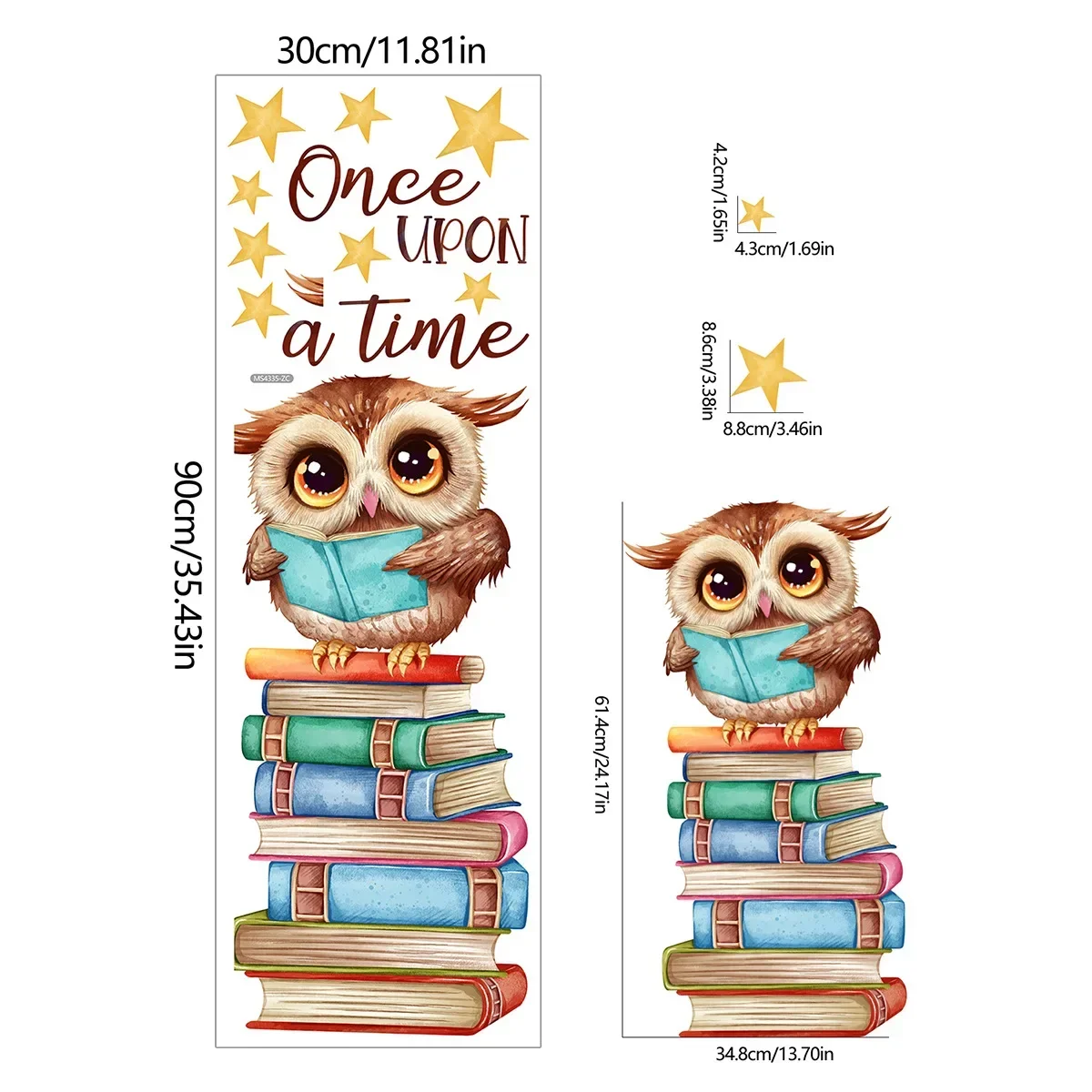 Cute Cartoon Reading Book Owl Wall Sticker Boy Girl Kid Bedroom Study Room Kindergarten Classroom Library Wall Anime Decoration