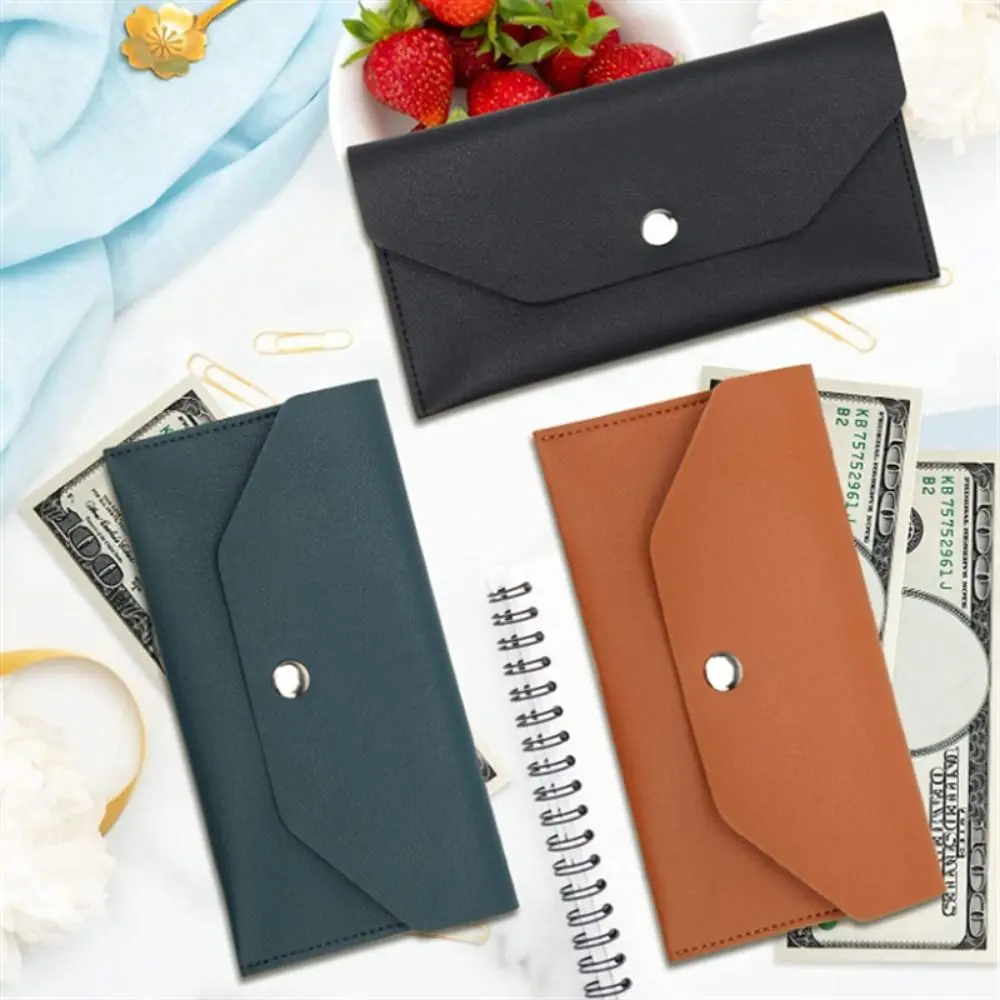 Envelope Wallet PU Leather Cash Envelope Wallet Classic Fashion Women's Ferrule Name Card Holder Gift