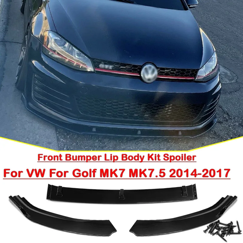 

3PCS Car Diffuser Front Bumper Lip Splitter Spoiler Body Kit Protector Accessories For VW For Golf MK7 MK7.5 2014 2015 2016 2017