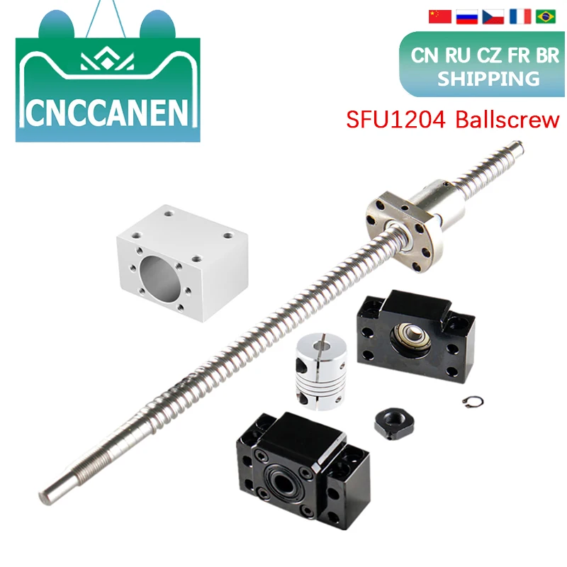 

SFU1204 набор шариковых винтов RM1204 C7 с концевой обработкой + шариковая гайка + Корпус гайки + BK/BF10 концевая опора + муфта для деталей ЧПУ