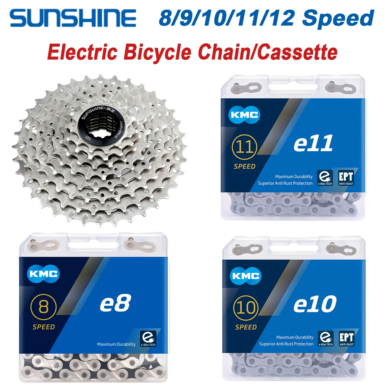 KMC Electric Bicycle Chain e8 e9 e10 e11 eBike Chains 8 9 10 11 12
