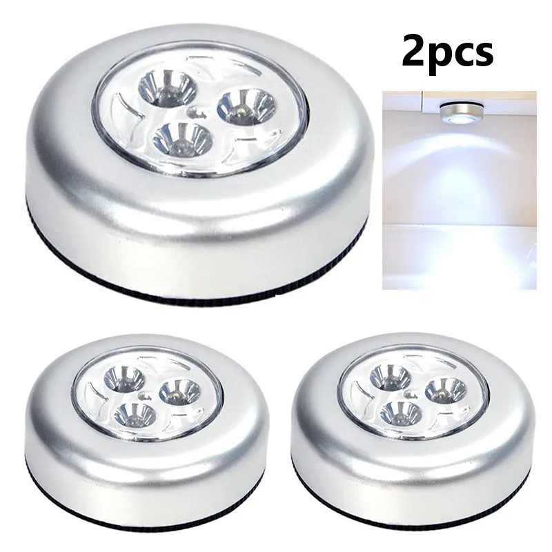 Car Lights Touch Lamps 3-led Touch Lamps Button Spot Lights Energy Saving LED Self-Stick On Click Battery smart light switch