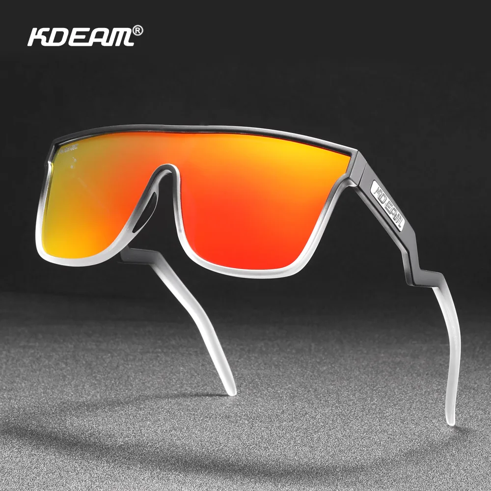 

KDEAM Men's Sunglasses Polarized One Piece Shield TR90 Sports Sun Glasses With Curving Legs Big Size Sunglasses