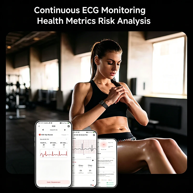 5.0MG 스마트 피트니스 트래커 ECG PPG 건강 모니터 팔찌 남녀 심박수 지질 모니터 NFC 스포츠 스마트 워치 밴드