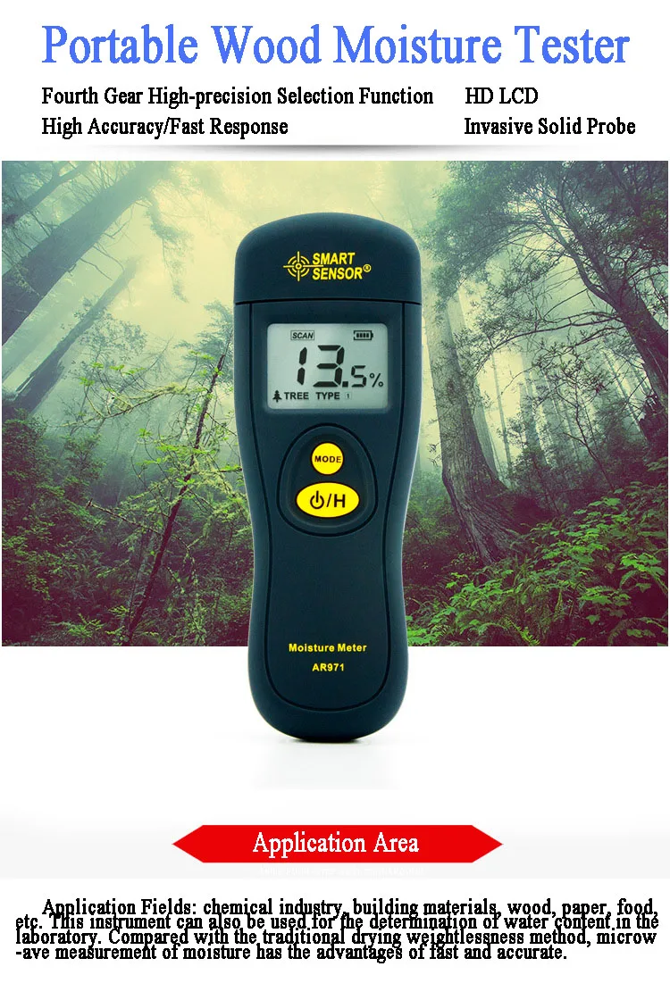 SMART SENSOR AR971 Digital Wood Moisture Meter Timber Moisture Meters Hygrometer