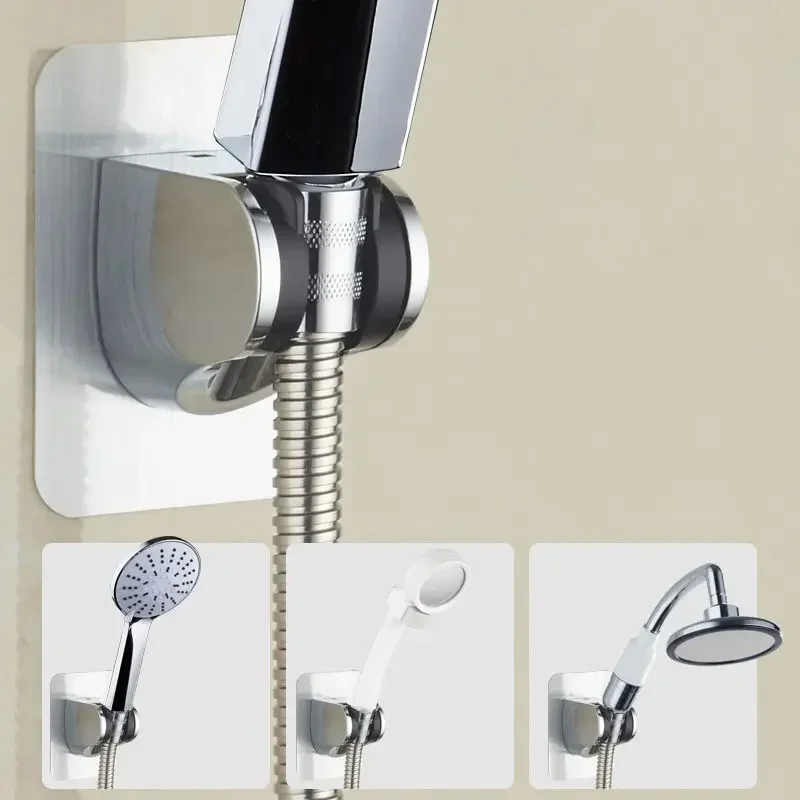 Shower Bracket Holder Wall Mount Adhesive Adjustable Universal Without Drilling For Bathroom Accessories