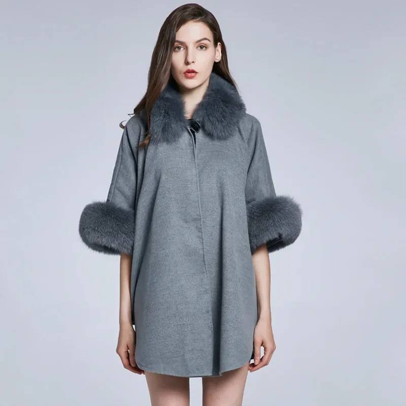 Autumn and Winter Cloak Woolen Coat Women's New Shawl Double-sided Woolen Coat Long Cashmere Coat