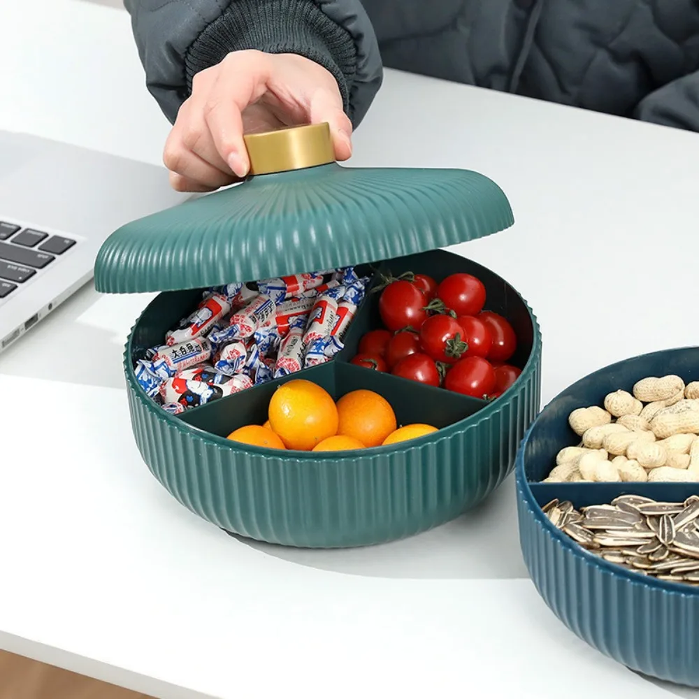 Storage Tray 3Compartment Round Divider Food Fruit Candy Nut Appetizers Banquet Service Platter Kitchen Storage