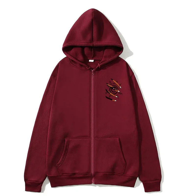 thumbnail image 1 of Sudadera con capucha de manga larga con cremallera para mujer, suéter con estampado de Kurama, ropa de moda de gran tamaño, 1 of 3