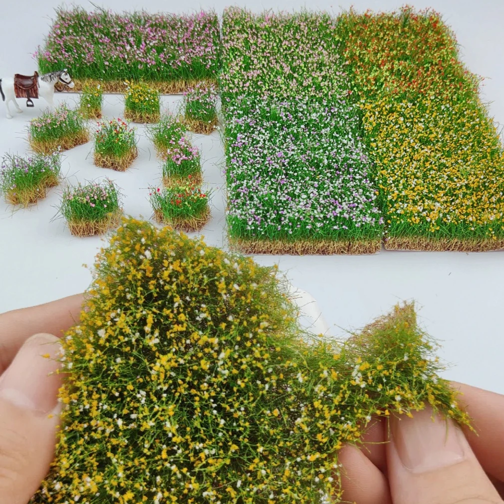 Miniature Colorful Flower Cluster Static Grass Tufts for Diorama and Model Layouts