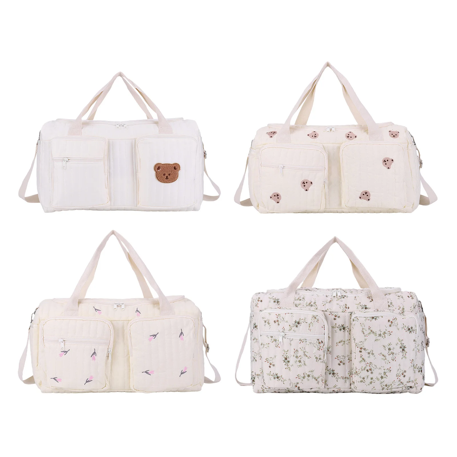 Quilted Duffle Bag Large Capacity Weekender Bag Cute Travel Bag for Hospital and Weekender Travel