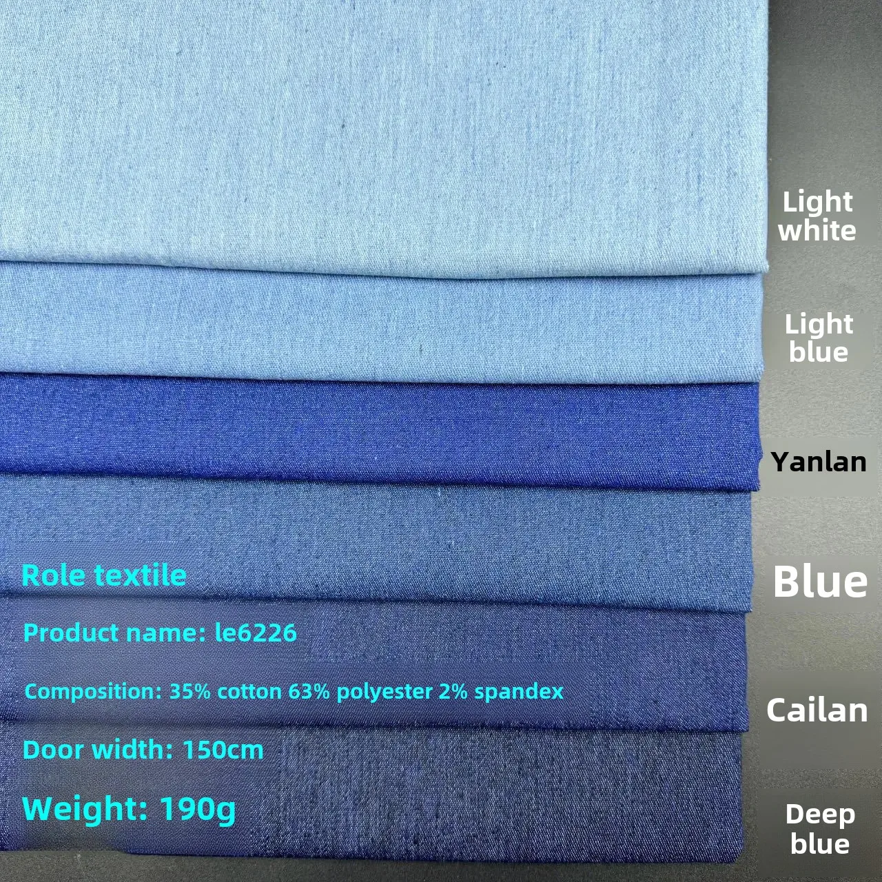 200g Cotton Polyester Denim Fabric Workwear Suit Pants Washed Finished Product Elastic Jeans Material Chinese Production