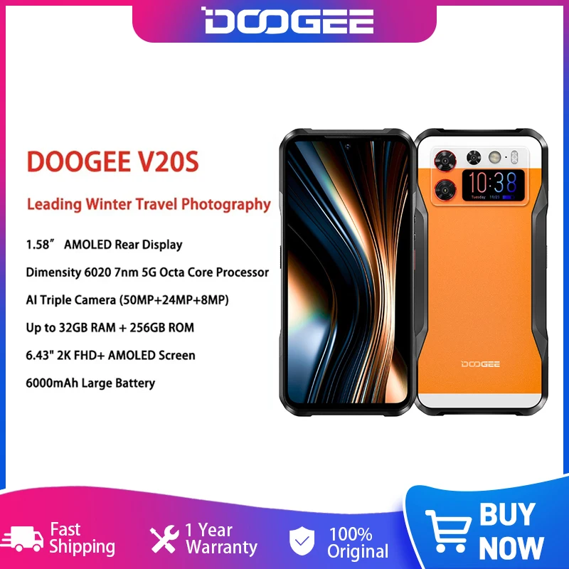 Doogee V20S Dimensity 6020 5G Octa Core 1.58 "Amoled Muslimex 12Gb + 256Gb Muslimatexlimb