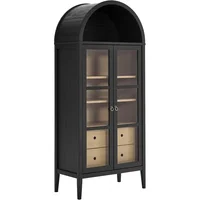 Modway Nolan Modern Farmhouse 71" Tall Arched Storage Display Cabinet in Black Oak Wood Grain 1