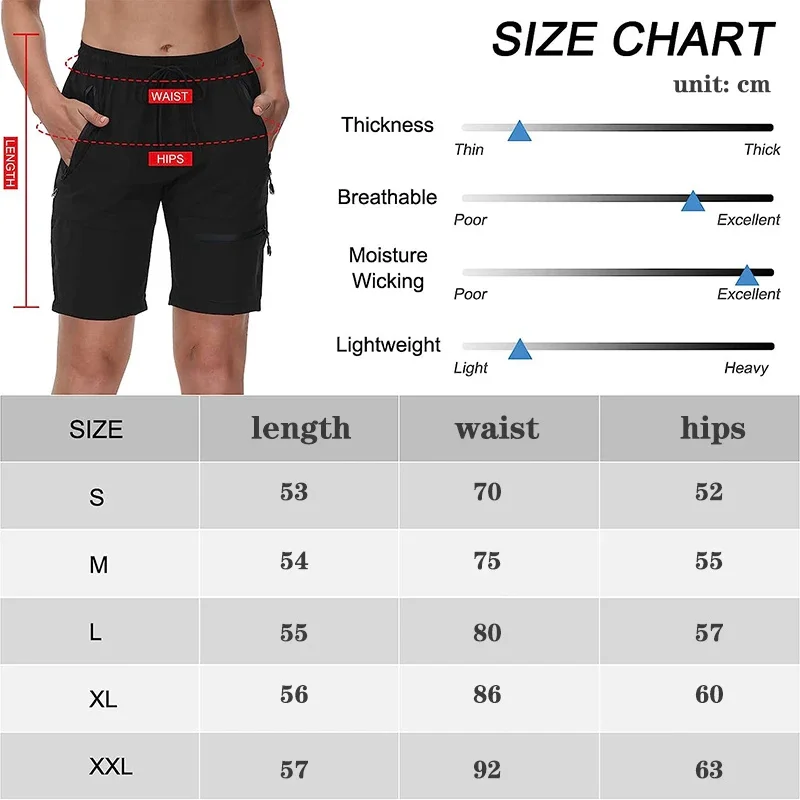 US Hot Sale Women's Hiking Cargo Shorts Zipper Multi-pocket Quick Dry Waterproof Summer Camping Golf Travel Athletic Walk