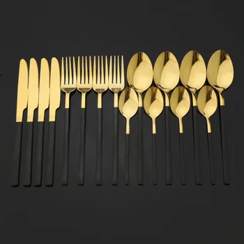 Black Gold Stainless Steel Cutlery Set 1