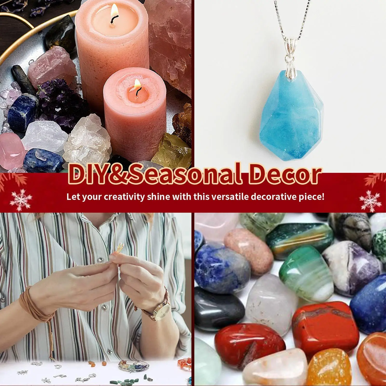 Christmas Countdown Calendar 24 Days Natural Crystal Gemstones Collection Christmas Party Countdown Calendar for Women Gifts