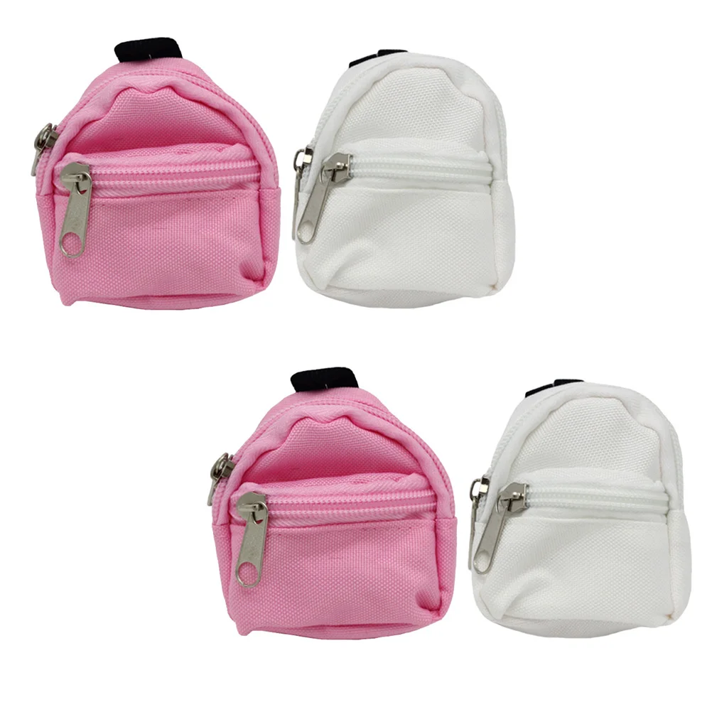 

4 Pcs Decorate Simulation School Bag Mini Backpack Zipper Opening Toy Cloth Miniatures