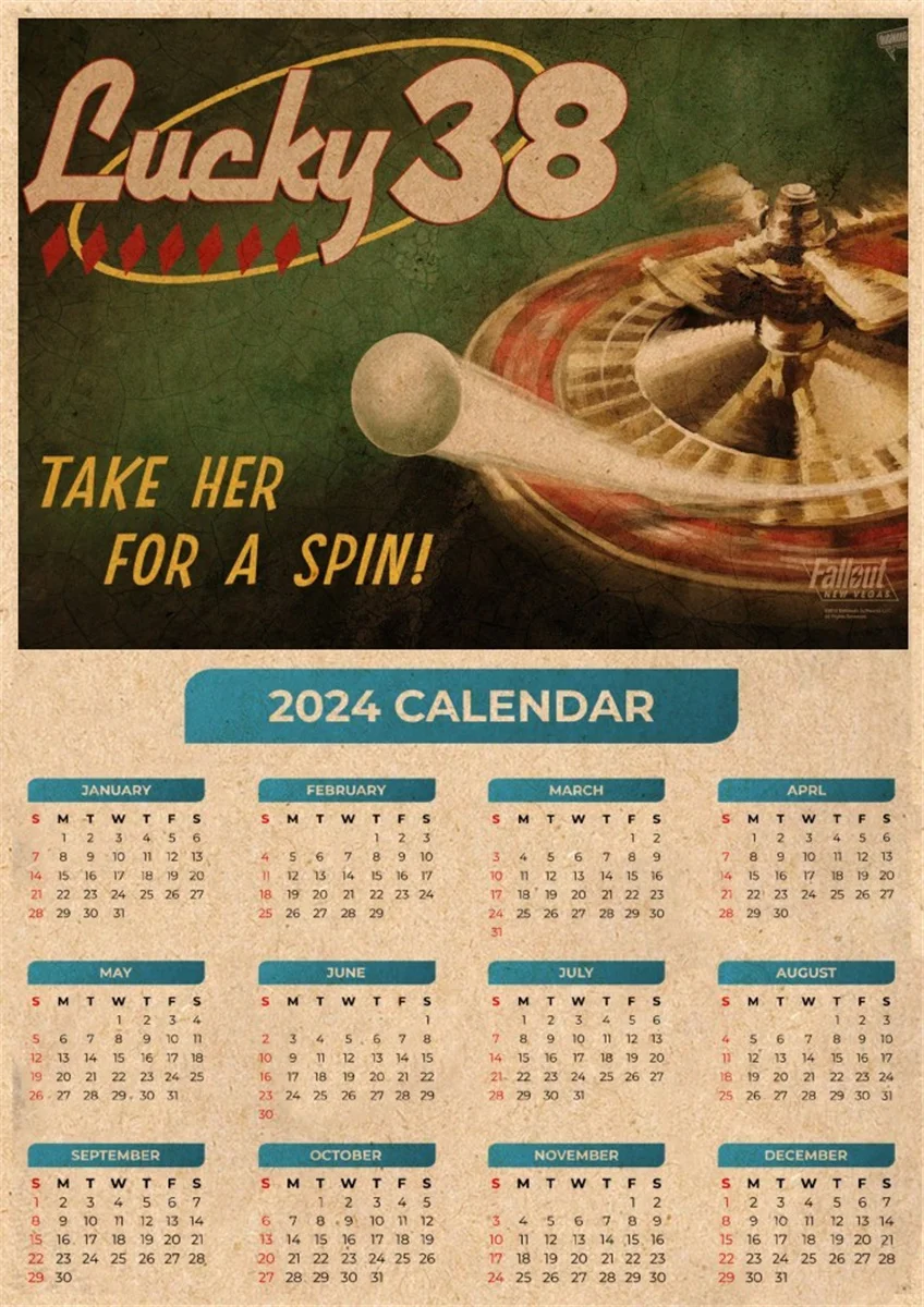 Affiche de Jeu Kraft avec Calendrier 2024, Stickers Muraux avec Noyau de  Dessin, Décoration d'Ameublement de Maison - AliExpress