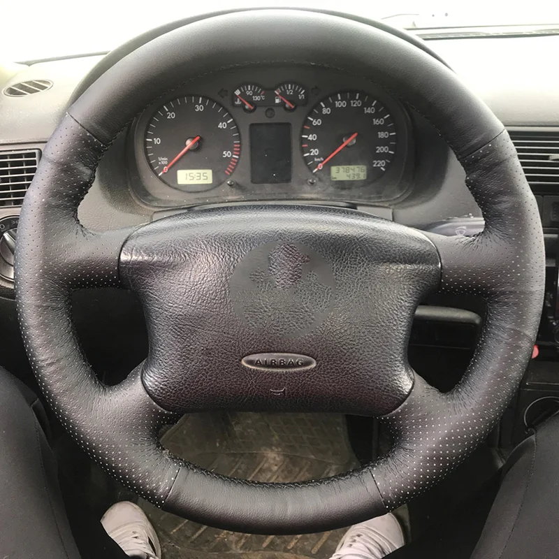 Diy napa leder auto lenkrad abdeckung für volkswagen vw passat b5 2006-2014 golf 4 2013-2018 sitz alhambra skoda octavia – Detail 2