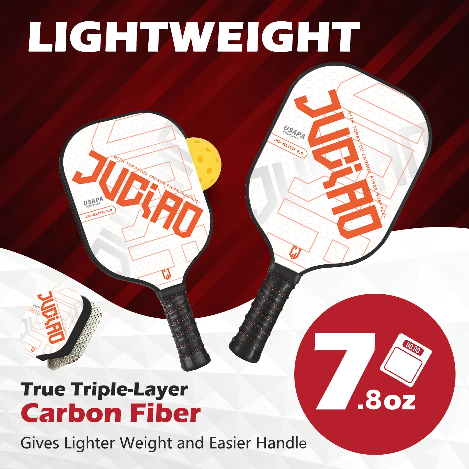 Pickleball Paddles USAPA Compliant Includes 4 Balls Thermoformed Carbon Fiber Face Lightweight Pickleball Set pickleball paddle pickleball balls