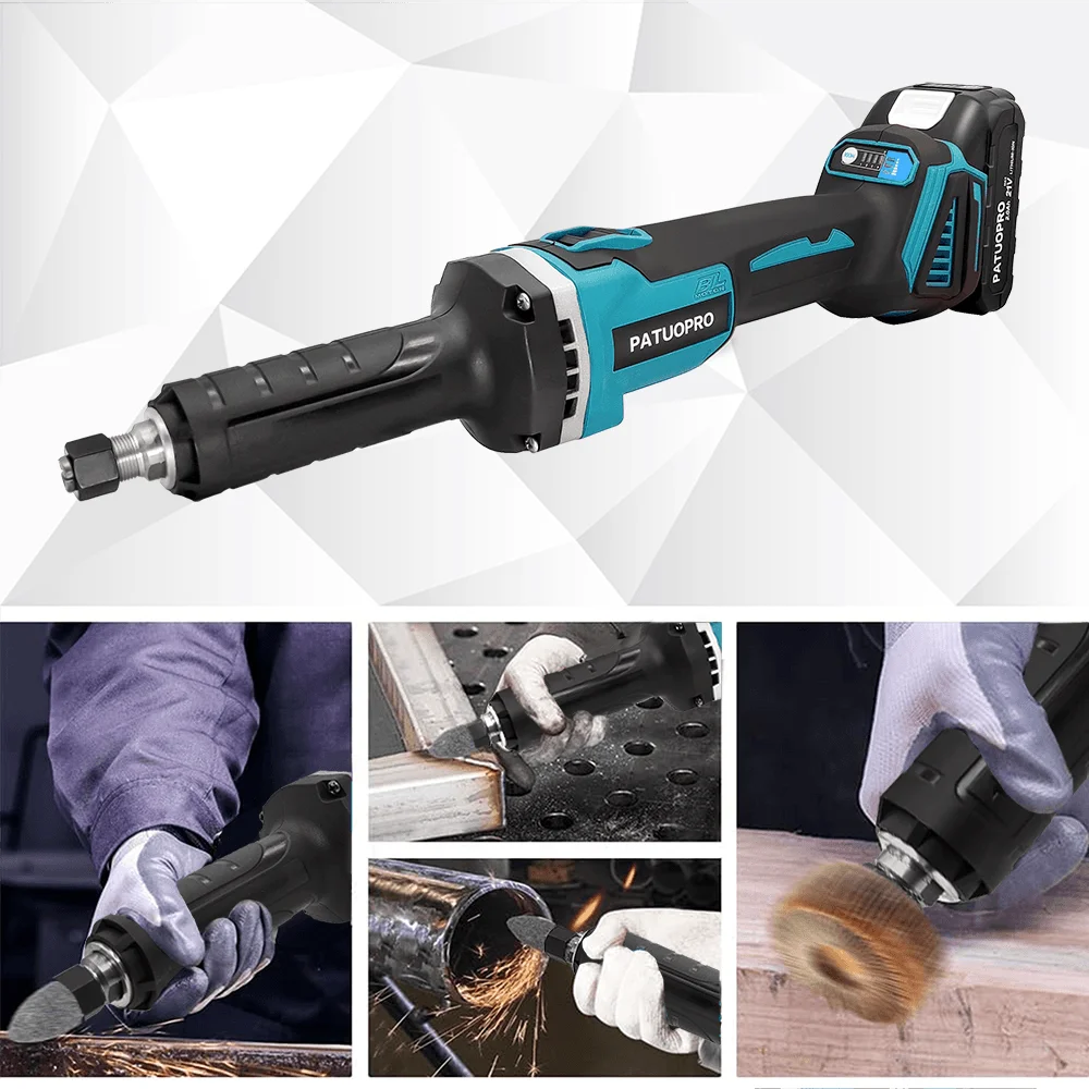 PATUOPRO 6MM Electric Die Grinder Brushless 4 Gears Adjustment Polishing Rotary Tool Grinding Machine For Makita 18v Battery 6