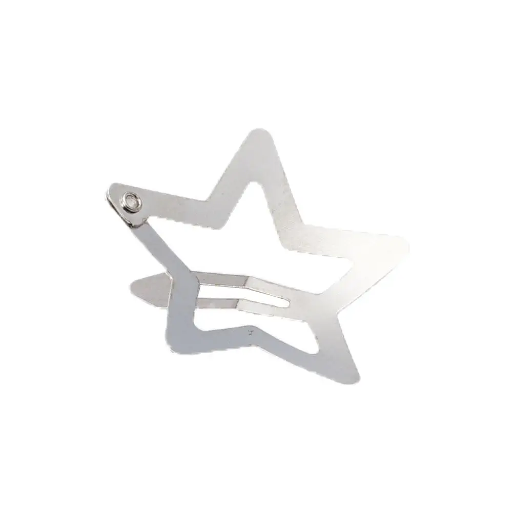 10/50/100 Stück silberne Stern-Haarspangen für Mädchen, filigraner Stern, Metall-Druckknopf-Clip, Damen, einfache BB-Haarnadeln, Haarspangen, Haar-Accessoires – Detail 3