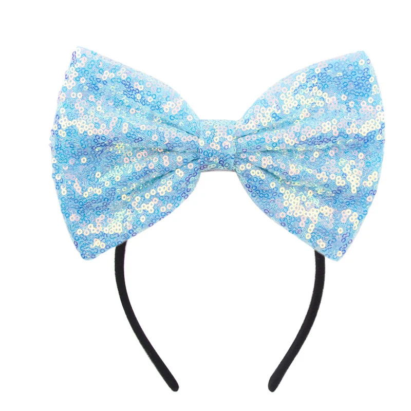 Schicke 7 ''große Glitzer Pailletten Bogen Stirnband Metallic Regenbogen Farben Haar bänder für Party Frauen Mädchen Geburtstag Kinder Haarschmuck – Detail 8