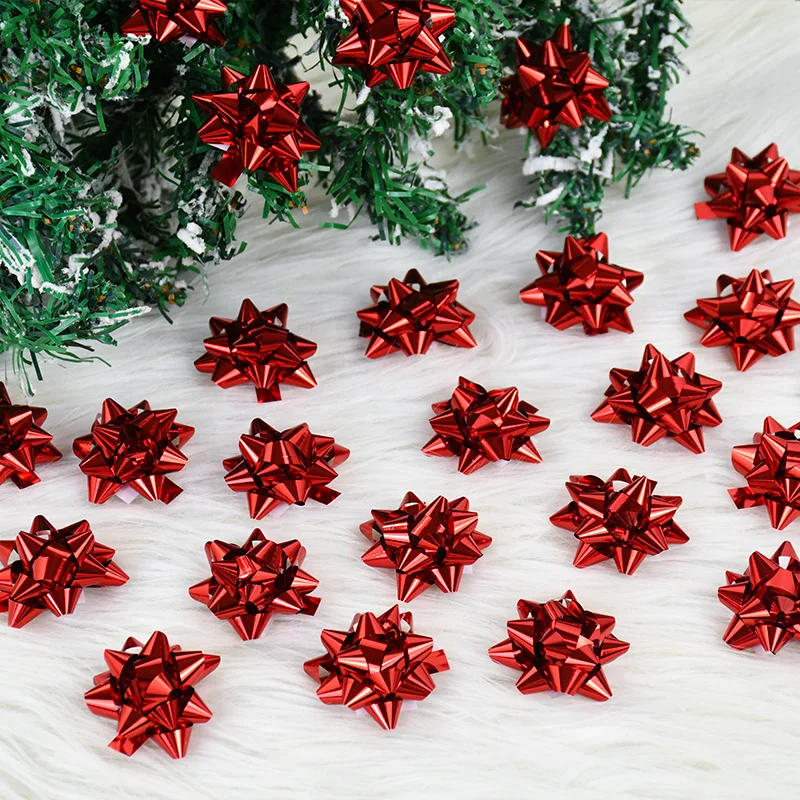 Description Picture 6 of item100Pcs 4cm Christmas Gift Bow Colorful Star Bows For Present Packaging Self-adhesive Ribbon Birthday Wedding Xmas Gift DIY Decor
